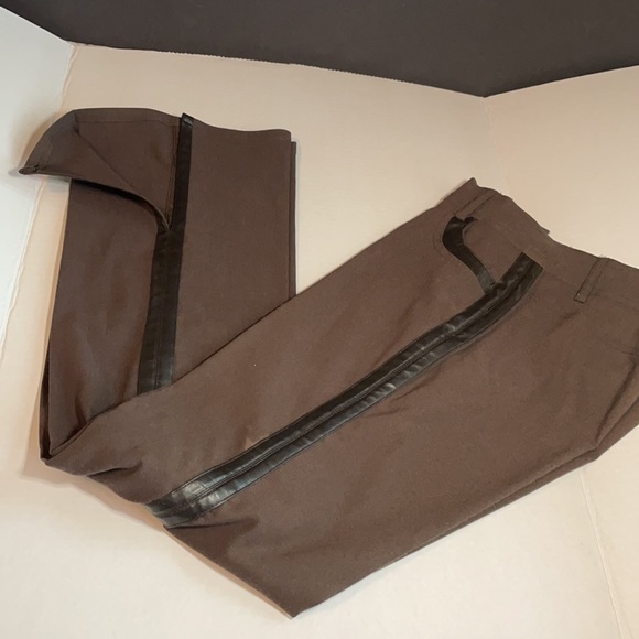 Buffalo Brown tuxedo Style Pants w vegan leather - Picture 3 of 11